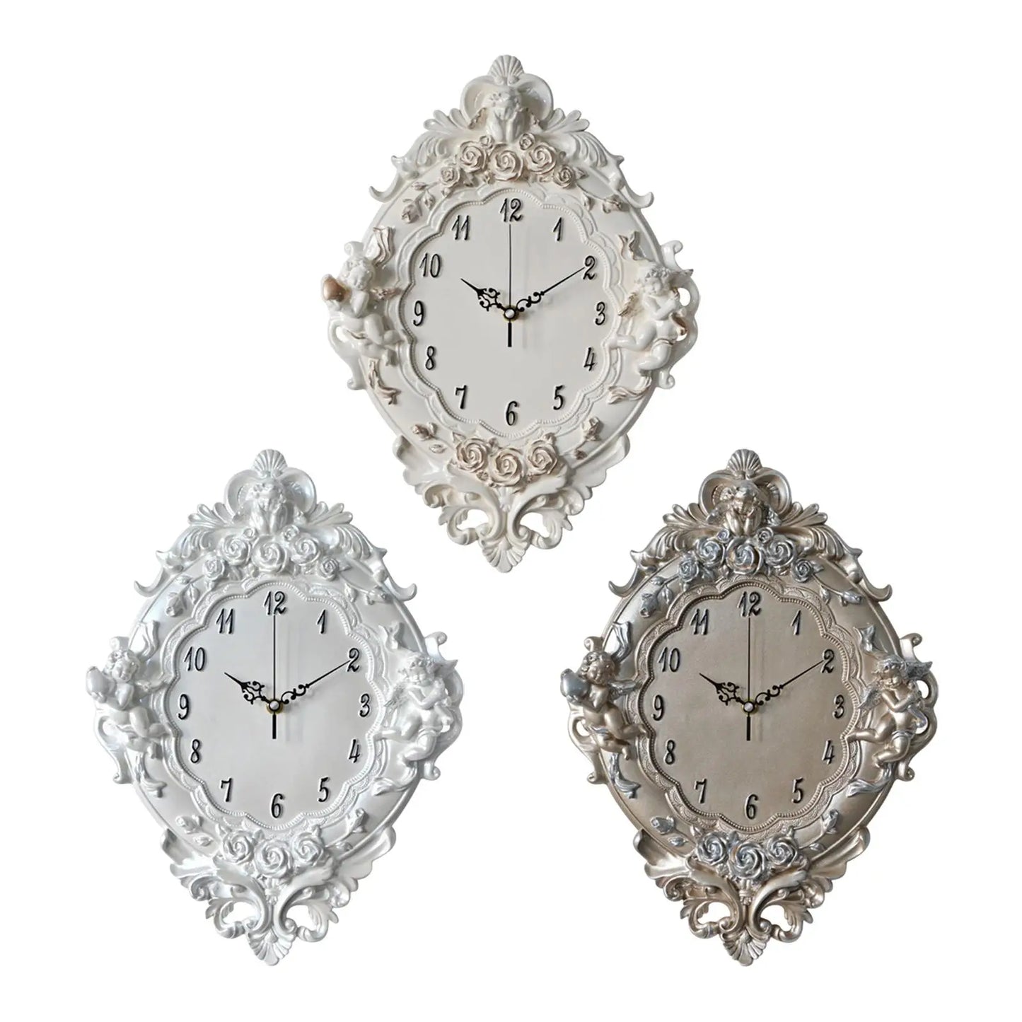 Creative European Style Wall Clock Resin Angel Figurines for Dorm Hotel Home Bathroom