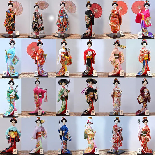 Japanese Geisha Doll Statuette 30cm Plaster Japanese Kokeshi Kabuki Geisha Figurine Kimono Dolls Handicraft Gift Home Decor