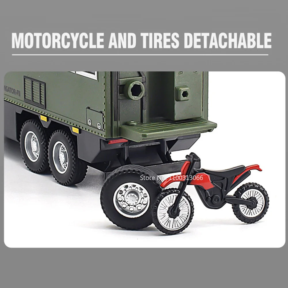 1/24 Nomadism Off-road RV Model Cars Toys Alloy Diecasting Rubber Tires Motor Home Models Light Sound Vehicle Kids Birthday Gift