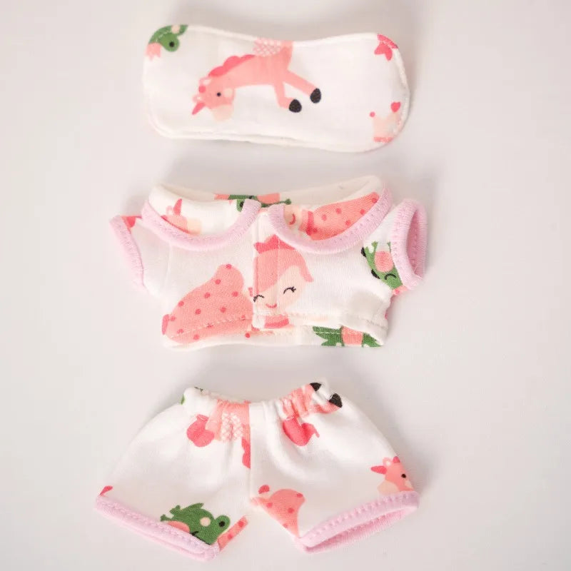 Labubu Silk Spotted Pajamas - Luxe Sleepwear Outfit for 17cm Labubu Doll with Soft Polka Dot Design toys cute blind box