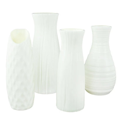 Nordic Style Vase Ornaments Desktop Simple White Plastic Vase Nordic Fresh Flower Pot Storage Bottle Home Living Room Decoration