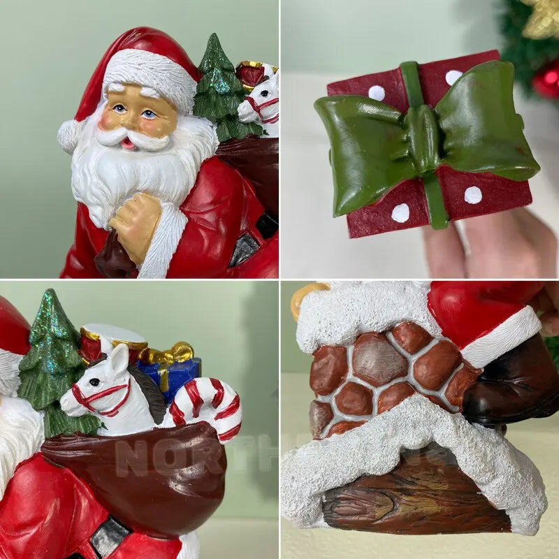 NORTHEUINS Figurines du Père Noël Porte-mouchoir en résine Décorations de Noël pour la maison 2024 Cadeaux Navidad Décor de bonne année