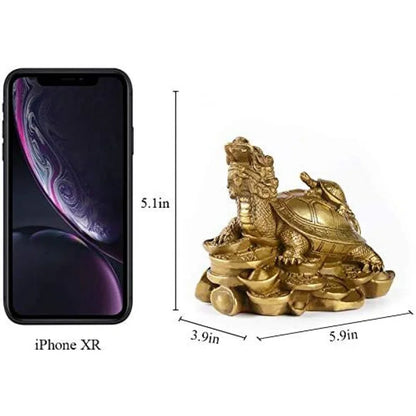 BRASSTAR Brass Feng Shui Dragon Turtles Mother and Child Statue Office Home Decor Attract Wealth Fortune Luck Business Gifts