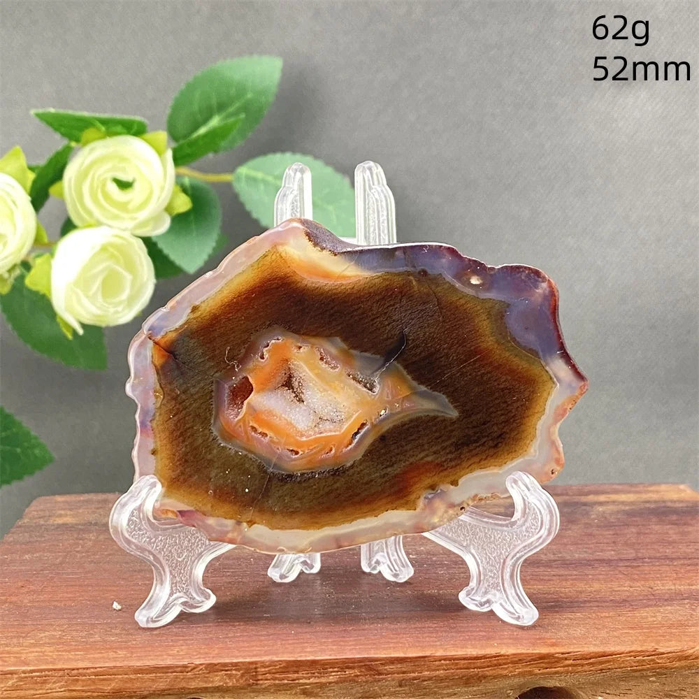 Natural Red Agate Crystal Cavity Stone - Energy Healing Reiki Meditation Beautiful Home Decor Gift for Prayer