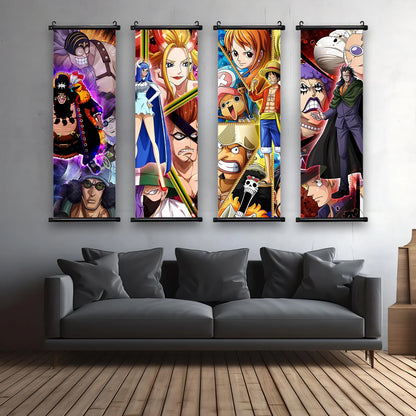 Luffy Hanging Scroll Poster ONE PIECE Anime Cartoon Wall Artwork Canvas Decor Home Decoration Zoro Wallpaper Doflamingo Art Gift