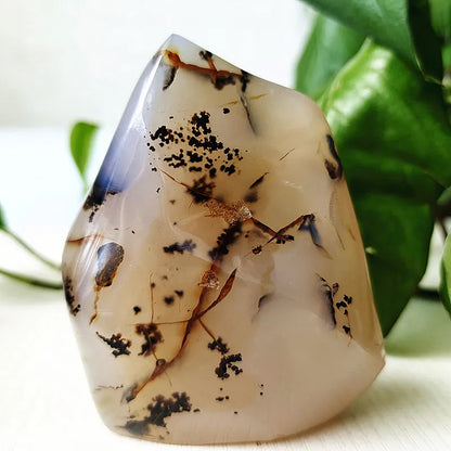 Natural Stone Moss Agate Ice Cream Flame Shaped Witchcraft Spiritual Meditation Energy Stone Home Feng Shui Crystal Ornaments