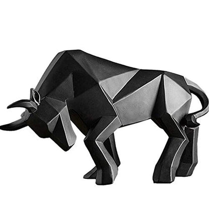 YuryFvna Morden Geometric Bull Statue Ornament Cafe Cattle Sculptures Animal Figurines Abstract Hotel Home Decoration