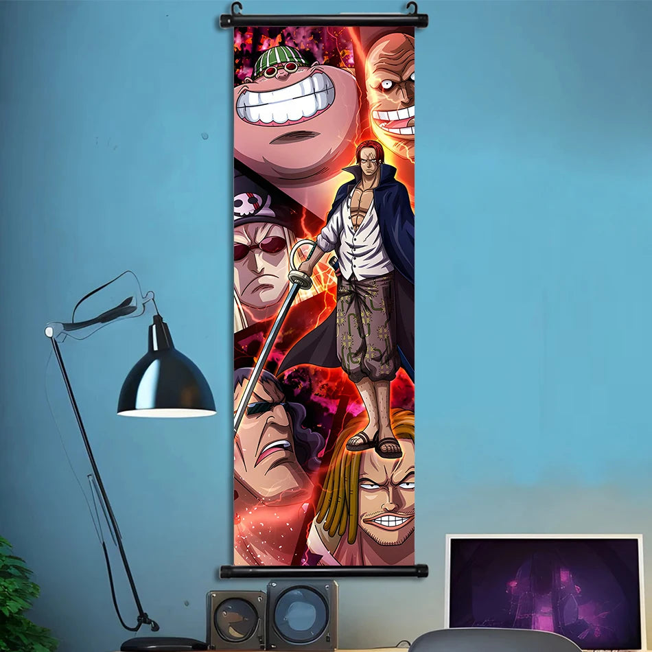 Luffy Hanging Scroll Poster ONE PIECE Anime Cartoon Wall Artwork Canvas Decor Home Decoration Zoro Wallpaper Doflamingo Art Gift