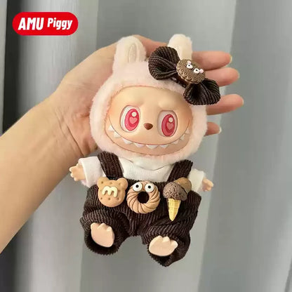 New Hot Lafufu  Dolls Sitting Party Clothing Outfit 17cm Mini Plush Doll'S Clothes Bear Rabbit Bib Pants Overalls Accessories