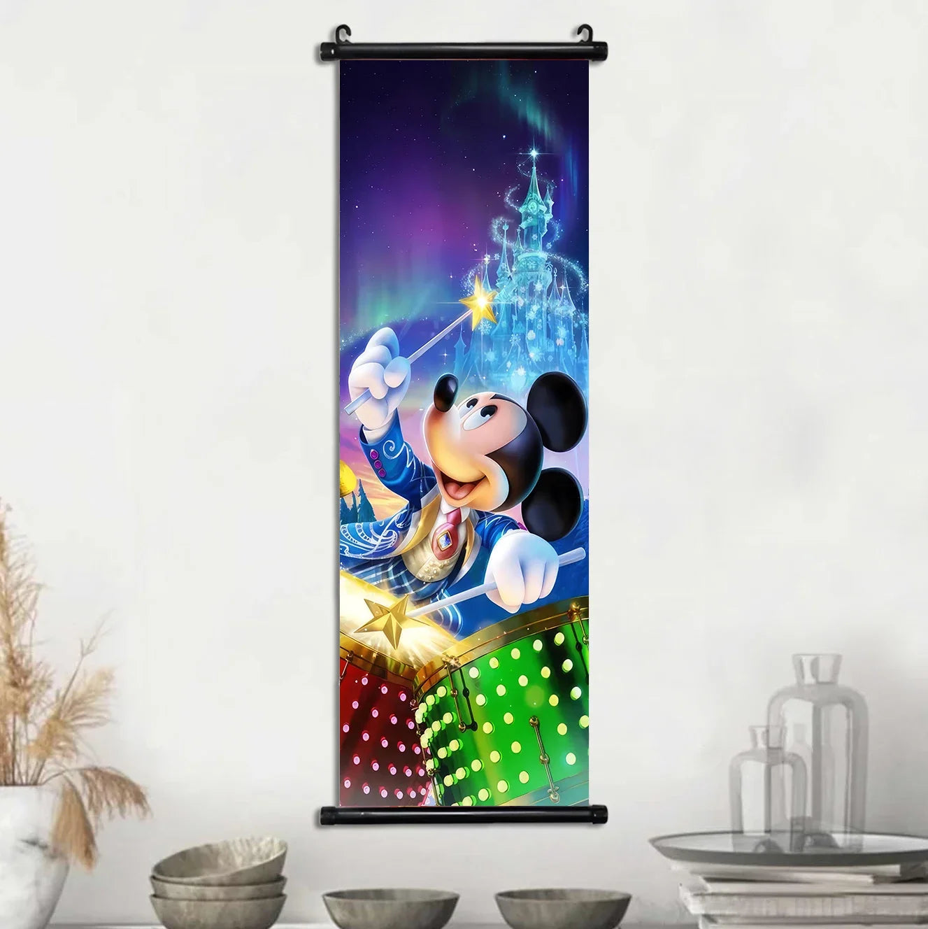 Disney Mickey Mouse Wallpaper Wall Artwork Canvas Hanging Scroll Poster Painting Print Home Decoration Art Child Birthday Gift