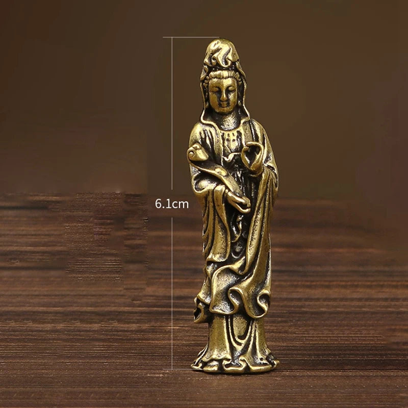 Miniatur-Buddha Guan Yin Bodhisattva Bronze Buddha Bronzestatue für kleine Landschaftsdekoration Antike Bronzeware