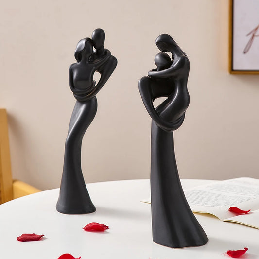 Statuette abstraite d'art moderne, décoration de maison, bureau, en résine, ornements pour pièce intérieure, Figurines de Couple, Sculptures artisanales