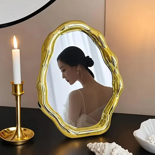 Fashionable High End Gold Portable Cloud Makeup Mirror Foldable Makeup Mirror Home Decoration for Friends Gifts