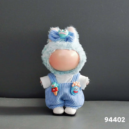 17cm Lafufu Doll Clothes - Monster Outfit Accessories, DIY Costume Set, Kids Gift, Pink Bunny Jumpsuit for V1 V2 V3 Dolls