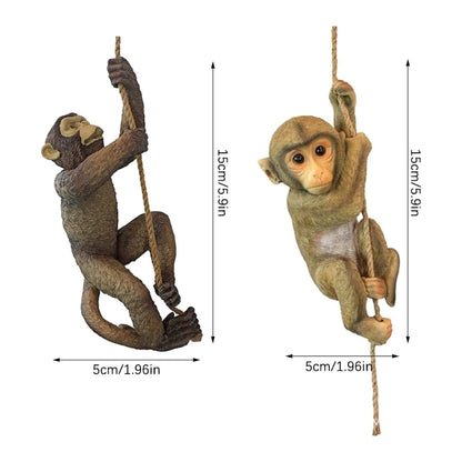 Outdoor Figurine Ornament Garden Animal Statue Craft Statue Decoration Hanging Monkey/Chimpanzee Sculpture for Lawn Yard