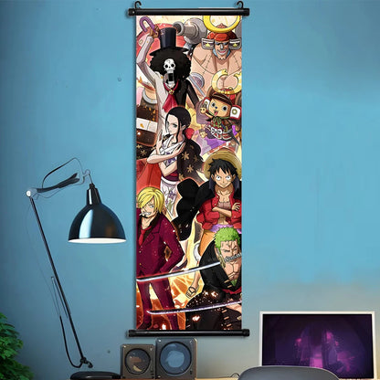 Luffy Hanging Scroll Poster ONE PIECE Anime Cartoon Wall Artwork Canvas Decor Home Decoration Zoro Wallpaper Doflamingo Art Gift