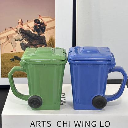 Creative Ceramic 3D Recycling Bin Mug Shape Garbage Trash Can Coffee Cup Trash can modeling cup personality funny ceramic cups