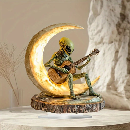 1 Bohemian Ornament/Alien Moon Guitarist Acrylic Sculpture/Tabletop Decoration