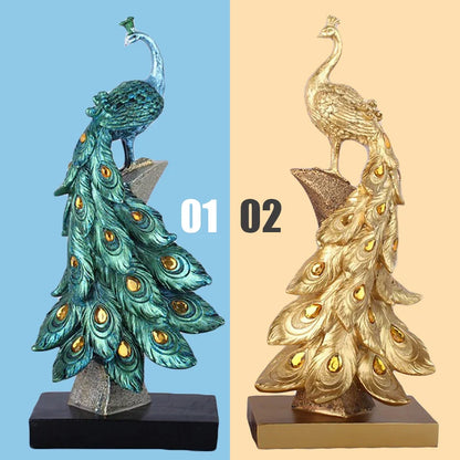 Creative Resin Golden Peacock Ornaments Figurine Miniatures Nordic Ins Table Home Decor Statue Home Art Craft Photography Props