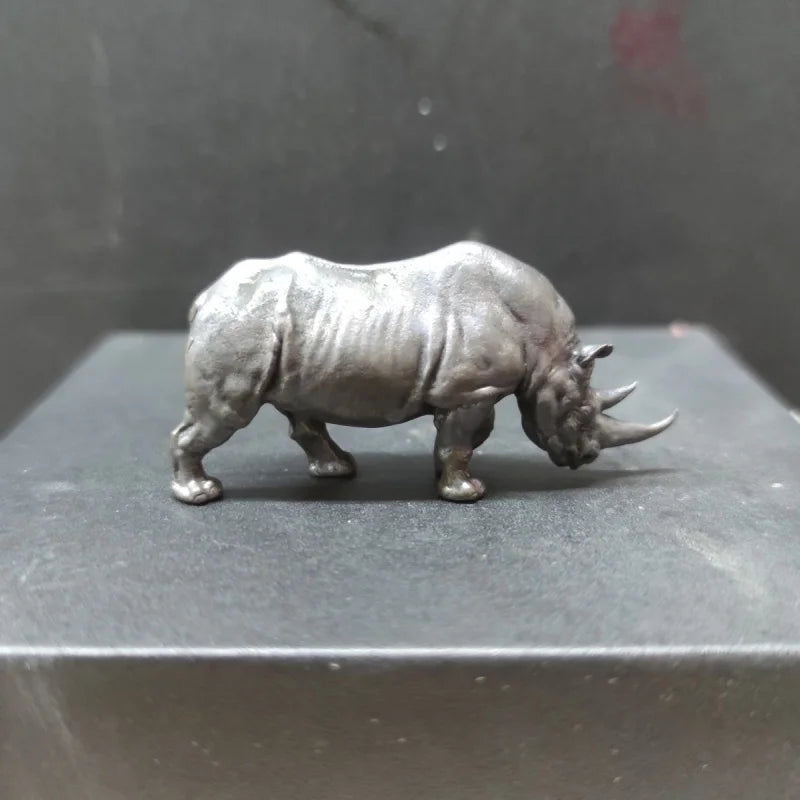 Miniature Rhinoceros Pure Coppe Figurine Animal Model Art Decoration Accessories Tabletop Interior Craft Objects Home Ornament