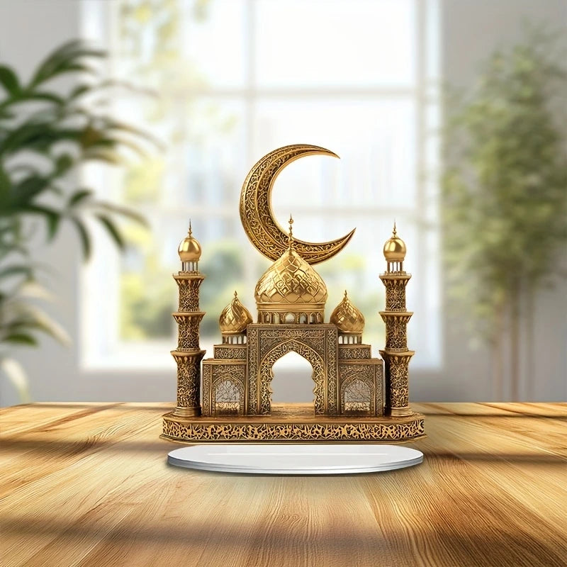 Ramadan Festival 2D Acrylic Moon Castle Craft Ornament 2025 Eid Al-fitr Mubarak Decoration Islamic Muslim Home Party Table Gifts