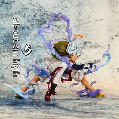 One Piece Anime Lightning Luffy Gear 5 Figurine Sun God Nikka Squatting Scene 19cm Pvc Action Figures Adult Model For Boys Gifts