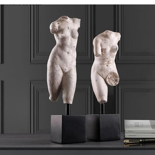 Nordic Half-body Statue Decoration Ornaments Retro Frosted Resin Sculpture Art Living Room Desk Home Crafts
