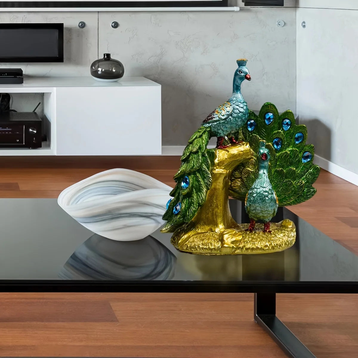 Peacock Statue Decoration, Animal Sculpture Modern Resin Home Decoration - Home Office Desktop Multifunctional Style Decoration