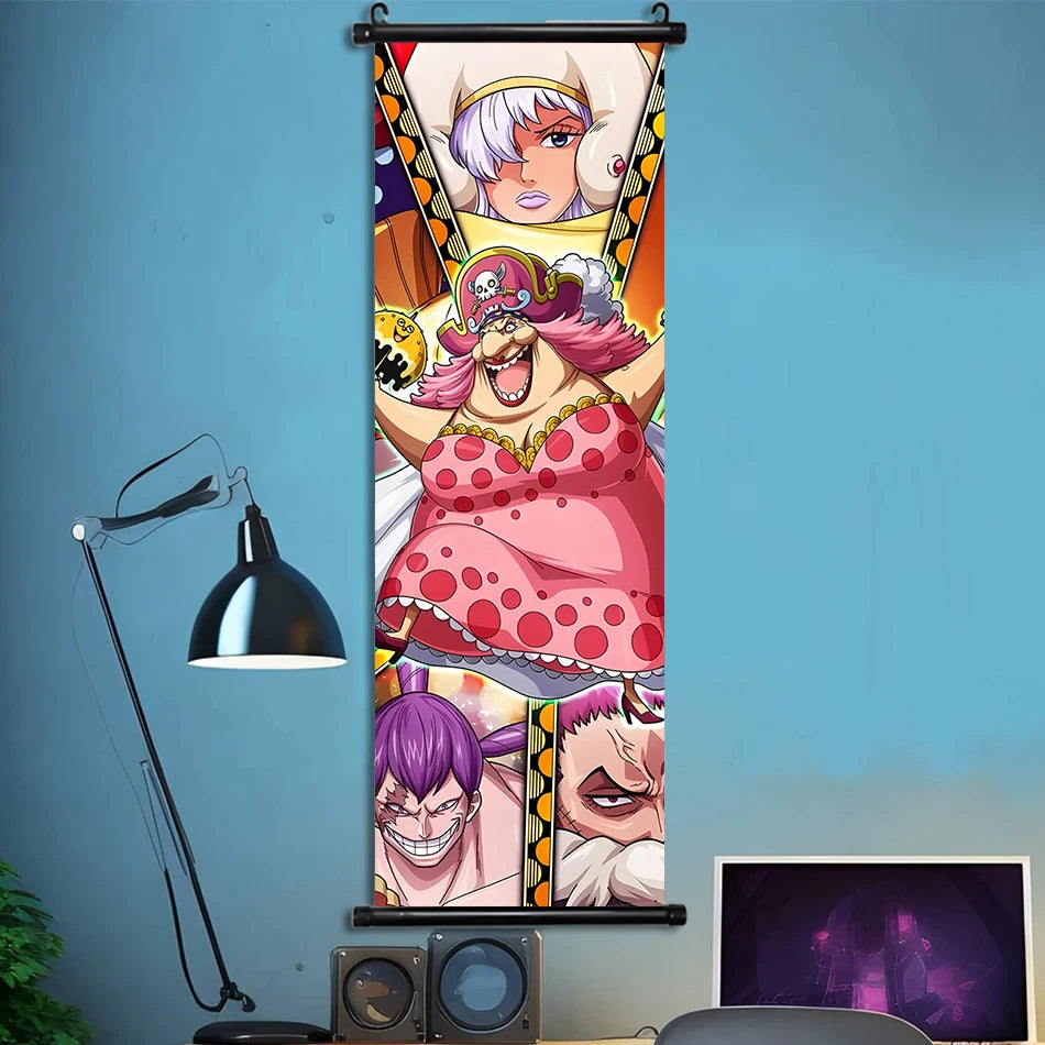 Luffy Hanging Scroll Poster ONE PIECE Anime Cartoon Wall Artwork Canvas Decor Home Decoration Zoro Wallpaper Doflamingo Art Gift