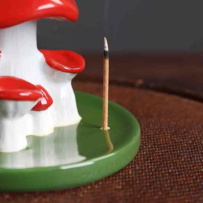 1pc,Handicraft Lovely Mushroom Waterfall Backflow Incense Burner Incense Stick Holder Censer Home Decor (Without Incense）