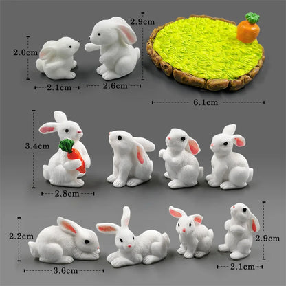 Christmas Easter White Rabbit Carrot Figurine Diy Home Kawaii Room Decor Miniature Fairy Garden Decoration Accessories Modern