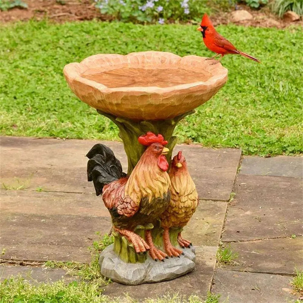 Resin Bird Feeder, Outdoor Garden Decoration Ornaments, Animal Resin Crafts, For Outdoor Animal Water Drinking, Garden Ornaments