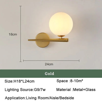 Black Gold  Indoor LED Wall Lamps with 9W G9 Bulb for Bedroom Nordic Switch LED Wall Lights Wall Sconce for Corridor Luminaire