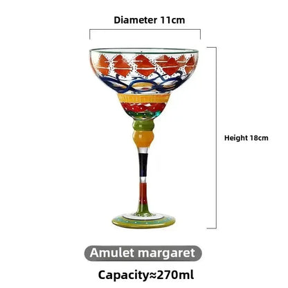 Handmade Colorful Margarita & Champagne Cocktail Glasses Set Creative Design for Home Bar Wedding Party Elegant Unique Drinkware