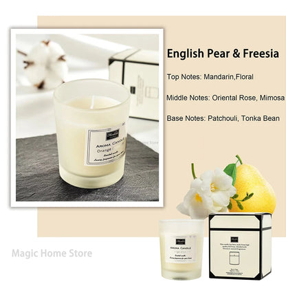 50g Smokeless Scented Aromatic Candles Creative Glass Cup Natural Soy Wax Scented Candles Home Decorative Candle Guest Gifts