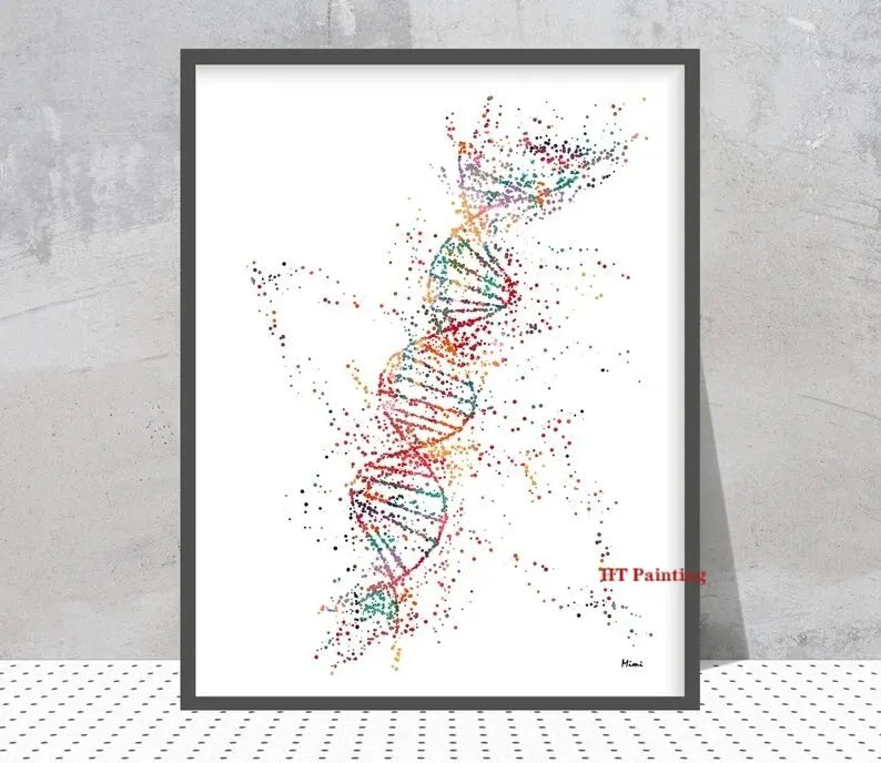 DNA Genetic Code Poster, Single Helix Tree Design Canvas Painting Post – MY