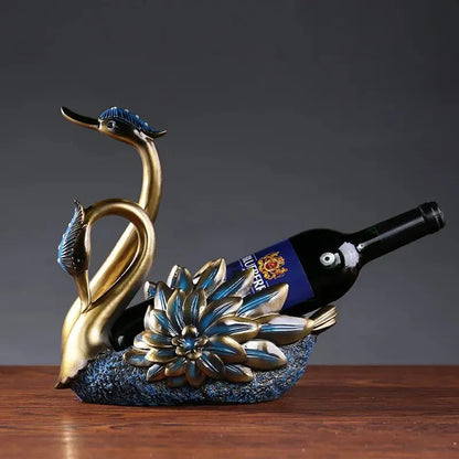 Wine Bottle Holder Swan Animal Statue for Country Farm Kitchen Decor Tabletop Wine Stands