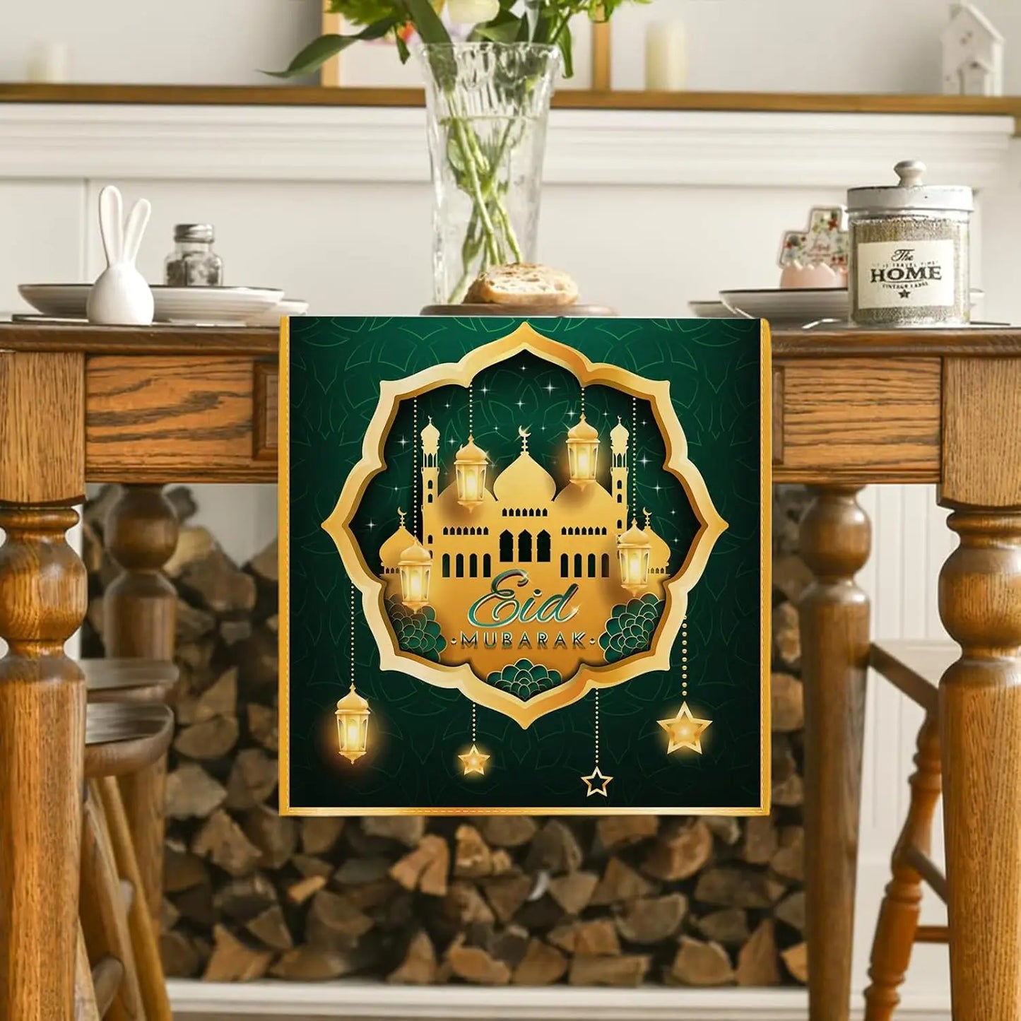 Ramadan Mubarak Linen Table Runner Holiday Party Decorations Ramadan Kareem Eid Mubarak Table Runners Kitchen Dining Table Decor