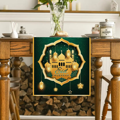 Ramadan Mubarak Linen Table Runner Holiday Party Decorations Ramadan Kareem Eid Mubarak Table Runners Kitchen Dining Table Decor
