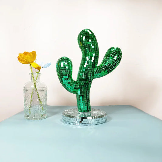 1PC Home Festival Decoration Retro Disco Cactus Ornament Creative Living Room Color Lens Handmade Crafts Small Gifts For Friends
