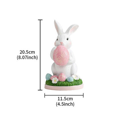 Easter Bunny Statue Desktop Decoration Collectible Holiday Decor Resin Ornament