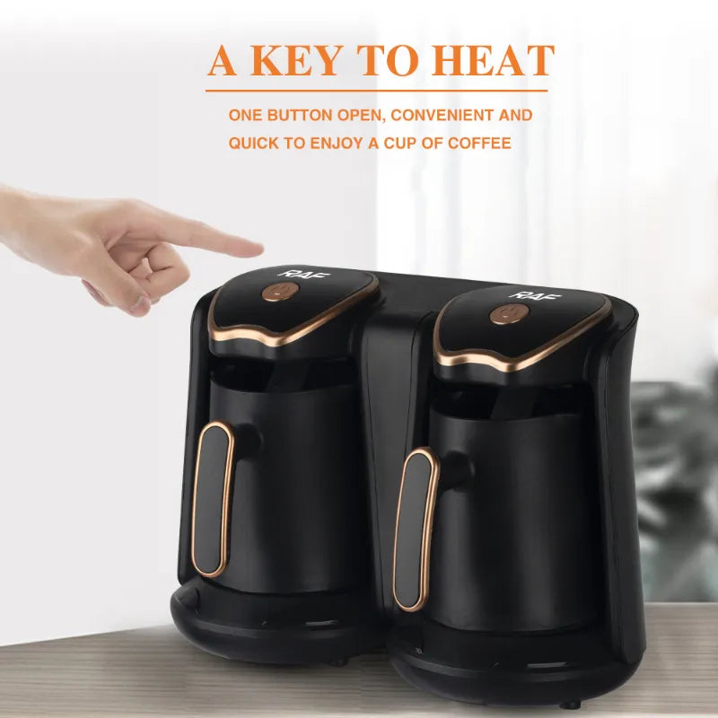 1000ml Coffee Makers Portable Automatic Turkish 1200W Double Coffee Boiler Machine Electric Pot AC 220V for 10 Cups Home Office