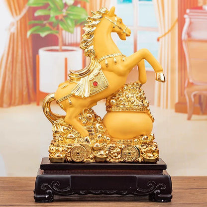 Gold Horse Home Decor Resin Crafts Porcelain Animal Figurines Wedding Decoration Lovers Gift L2544