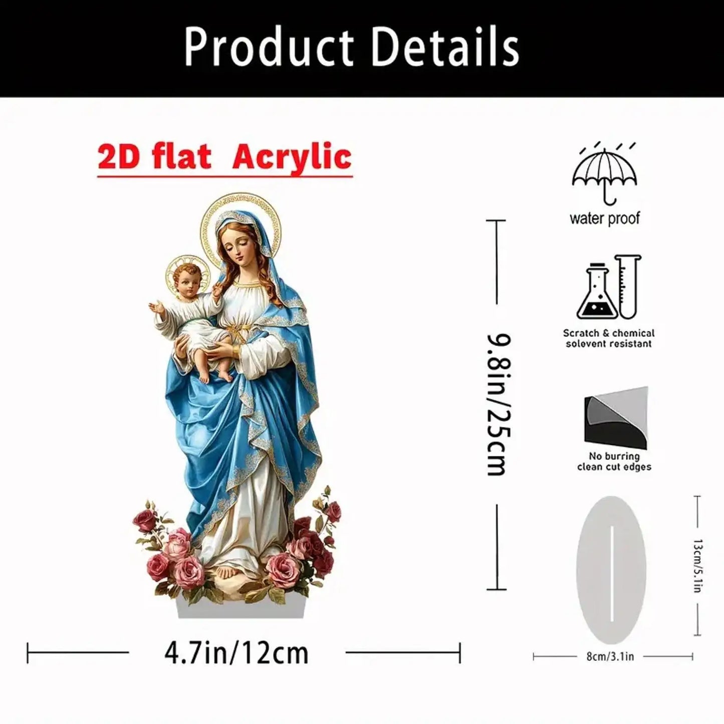 Blessed Mary Sign Religious Gift Sign 2D Christian Catholic Art Collection Art