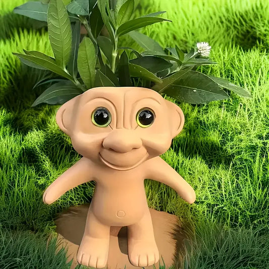 Creative Cute Extraterrestrial Being Resin Flower Pot Office Desk Ornament Outdoor Garden Lawn Courtyard Home Decoration