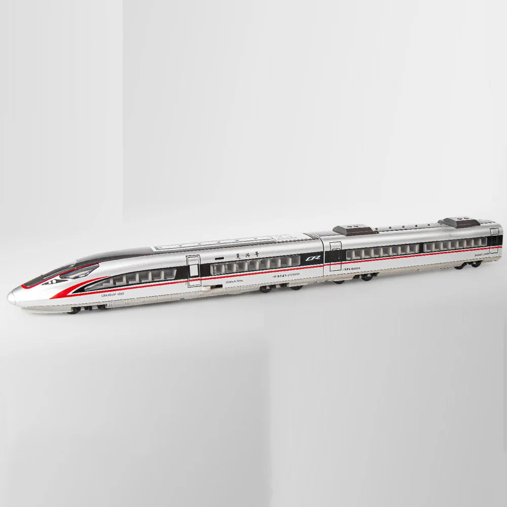 1:87 Alloy Diecast FUXING High Speed Railway Toy Models Car with Light Music High Iron Door Opened Vehicle Kids Educational Toys