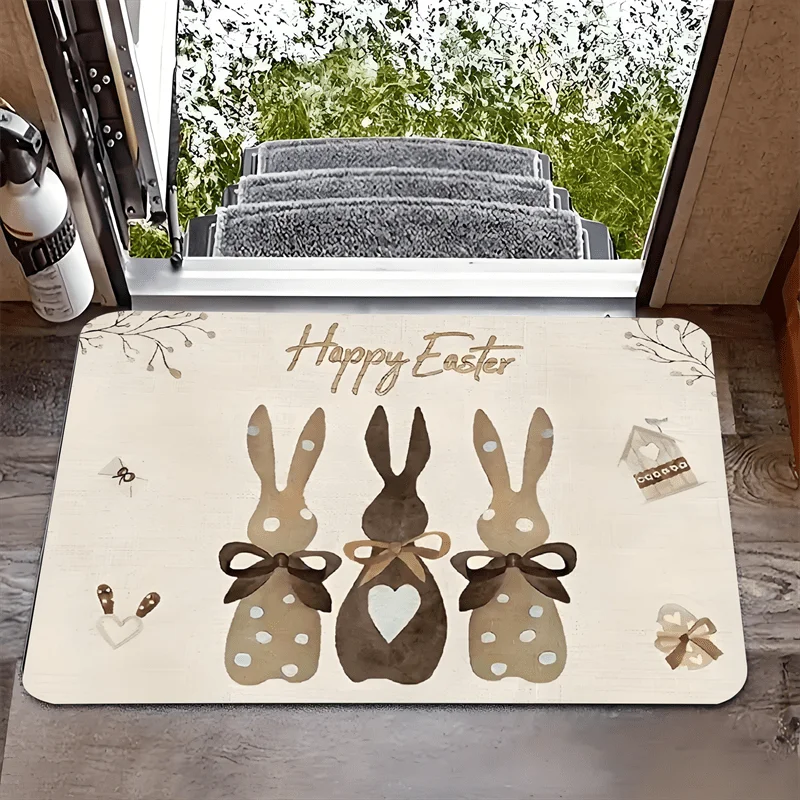 Easter Bunny Welcome Entrance Doormat Home Decoration Living Room Bedroom Kitchen Floormat Balcony Hallway Bathroom Non-slip Mat