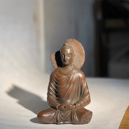 Gandhara Buddha Statue Miniature Exquisite Classical Retro Buddha Sitting Statue Ornaments Home Tea Room Art Desktop Decoration