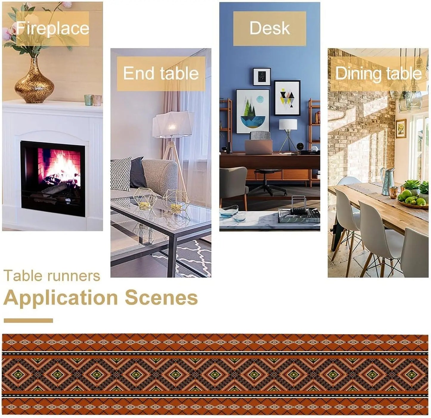 Aztec Ethnic Oriental Geometric Linen Table Runner Dresser Scarf Decor Navajo Orange Red Printed Table Runners Home Decorations