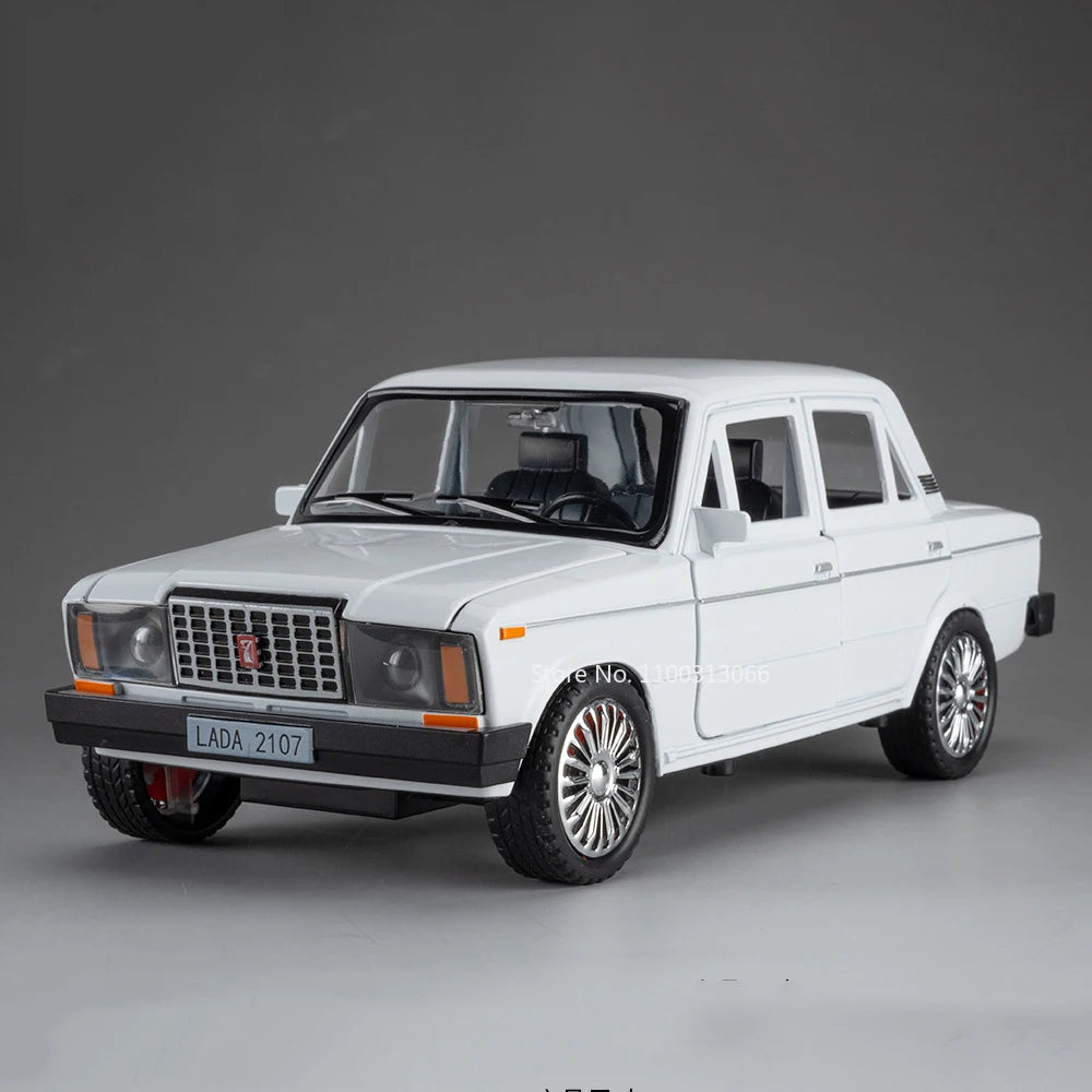 1:18 Russian LADA 2107 Niva Toys Alloy Diecast Cars Models Light Music Rubber Tires Vehicles Pull Back Miniature Car Kids Gifts